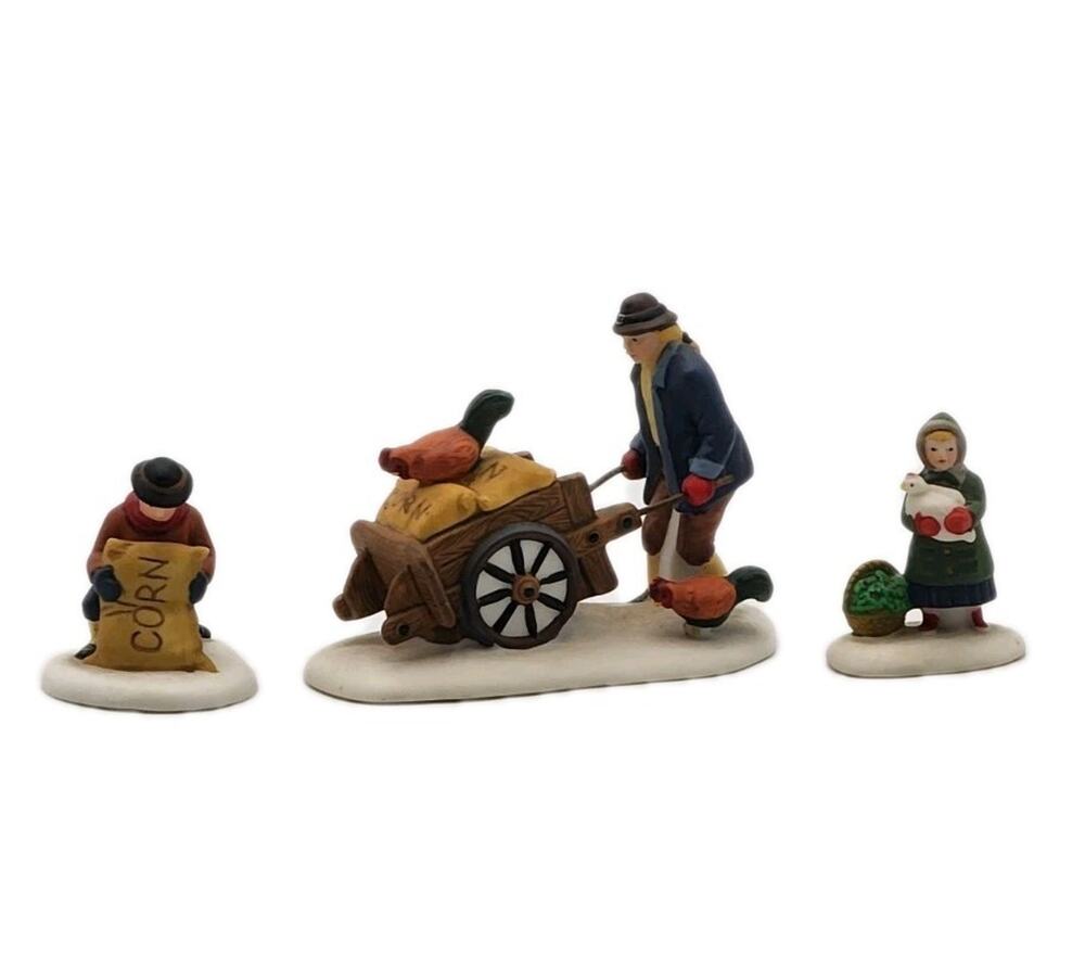 Department 56 Harvest Seed Cart Heritage Village Set Of 3 5645-6 Boxed 1992 VTG